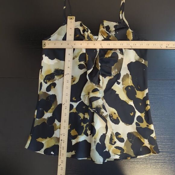 CAbi ‎ Animal Print Ruffle Spaghetti Strap Tank Top Black/Brown #174 Women's XS - Picture 10 of 10